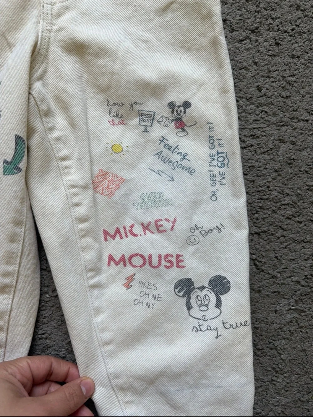 Zara Cream Mickey Mouse Graphic Sweatpants